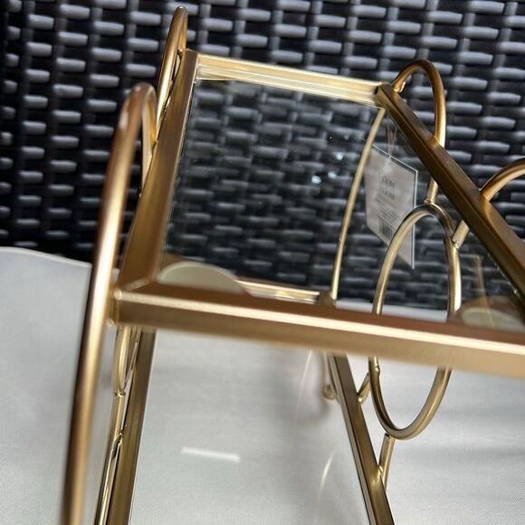 Gold Metal Bow shaped Glass Top Rack - Picture 4 of 6